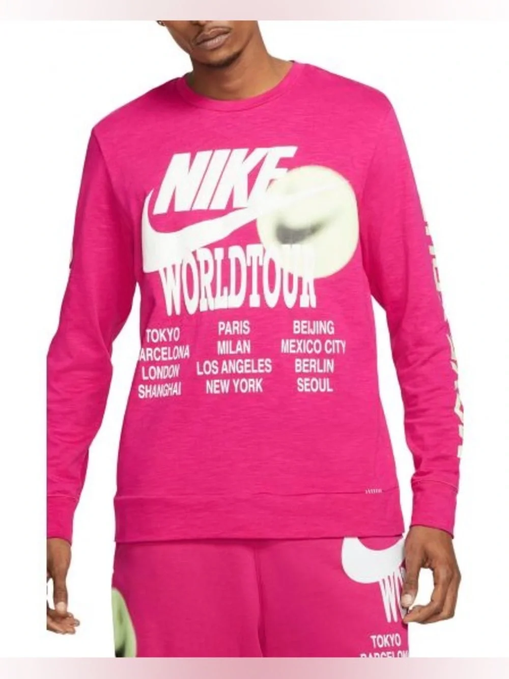 Nike World Tour Move Your Sole Long Sleeve Shirt Pink Men’s L Graphic Tee Gym